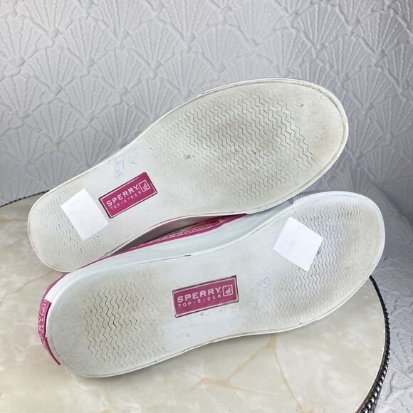 Sperry Shoes Womens 7 Pink Sequin Biscayne Classic Driving Slip On Boat Loafers - Picture 11 of 12